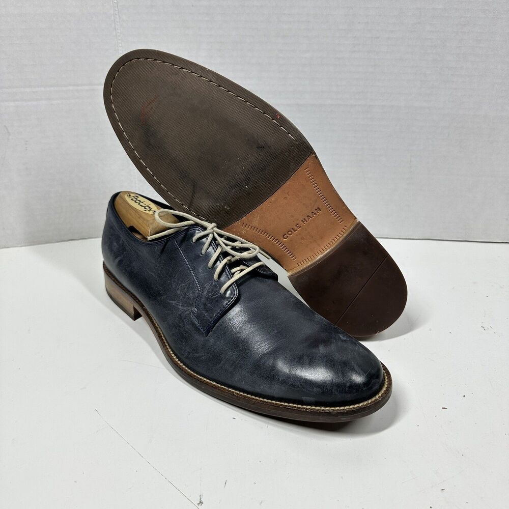 Cole Haan Men's Navy Blue Leather Oxford Dress Shoes C24348 Size 9.5 M